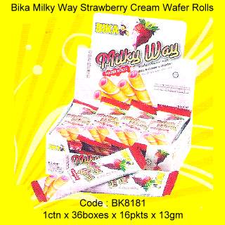 Milk Way Strawberry Flv. Cream Wafer Rolls
