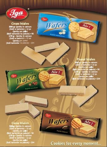 cocoa, cream, nuts wafers 170g, 500g