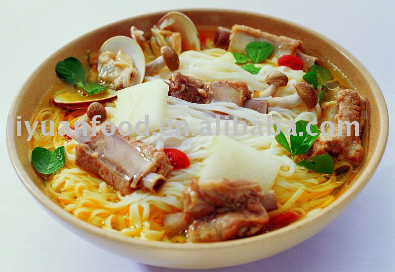 Fast food instant rice noodles of pork-chop soup flavor bag packeting