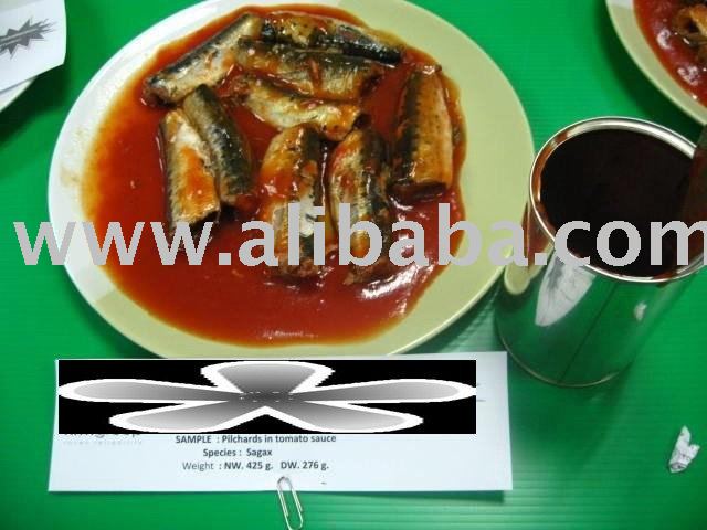 canned pilchards in  tomato / chilli   sauce 