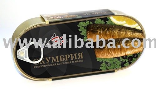 Canned smoked mackerel in oil