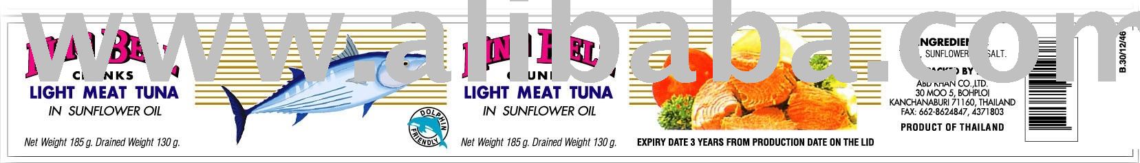 Light Meat Tuna in Sunflower Oil 185 gms. x 48 tins