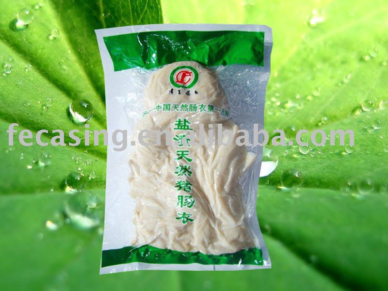 Salted hog sausage casing