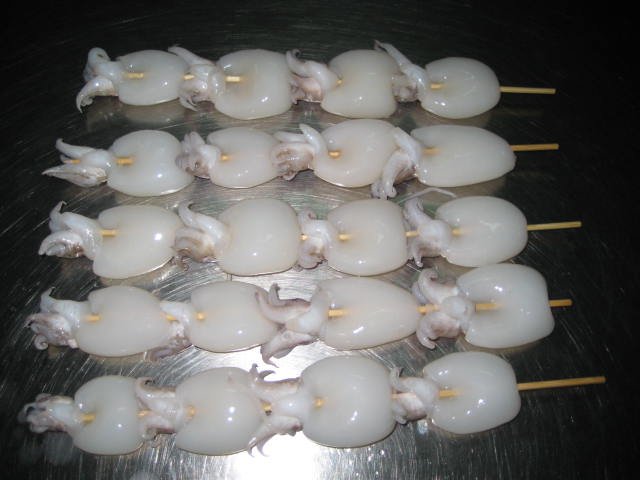 baby cuttlefish skewer