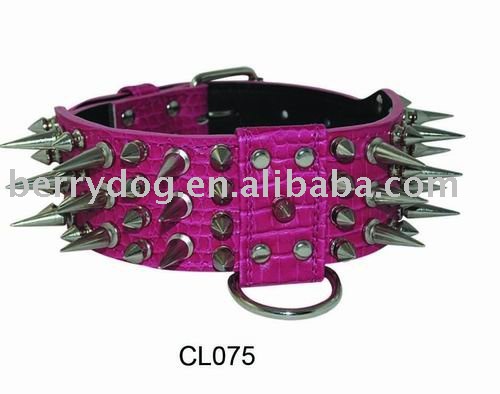 spike leather dog collar with  stud 