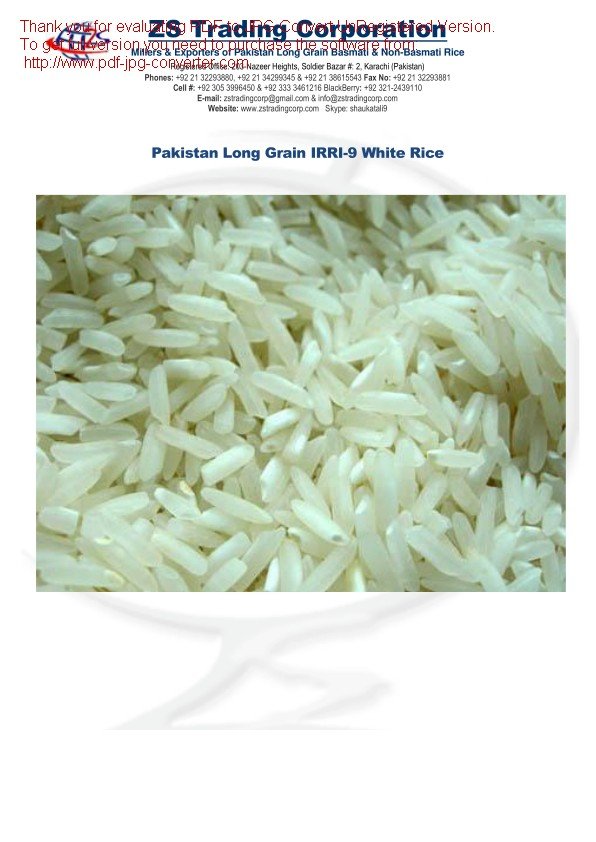 Export of Pakistan Long Grain Basmati & Non-Basmati White Parboiled Rice.