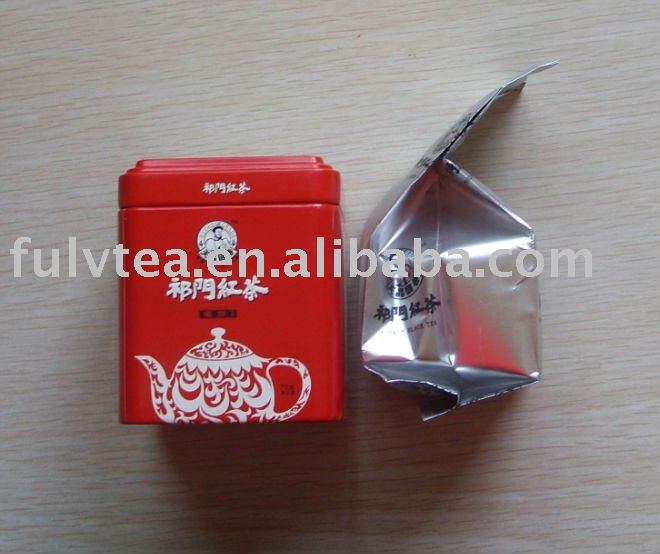 Keemun  black  tea packed in  foil  and can