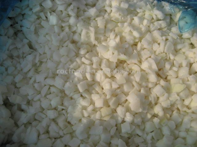Frozen onion cubes