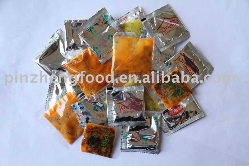 Seasoning powder and sauce sachets for instant noodles