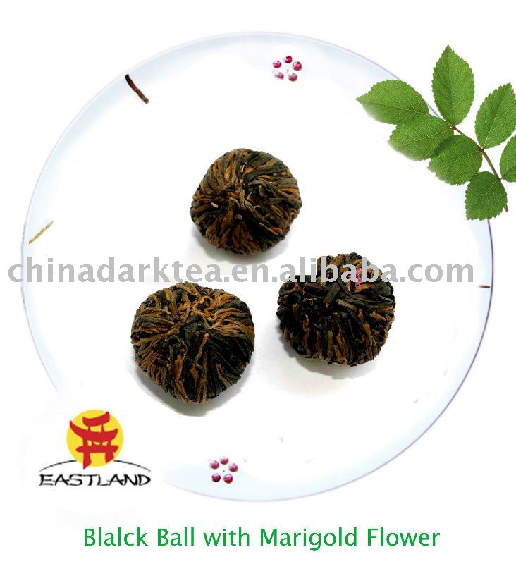 Black Ball with Marigold Flower