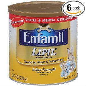Enfamil Lipil Milk-Based Formula with Iron, Powder, 25.7-Ounce Cans (Pack of 6)