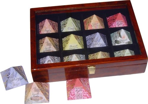 12 Burlwood Presenter Tea  with  Glass   Lid 