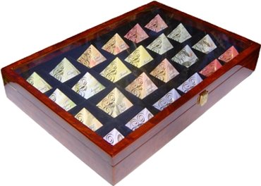 24 Burlwood  Presenter  tea with Glass Lid