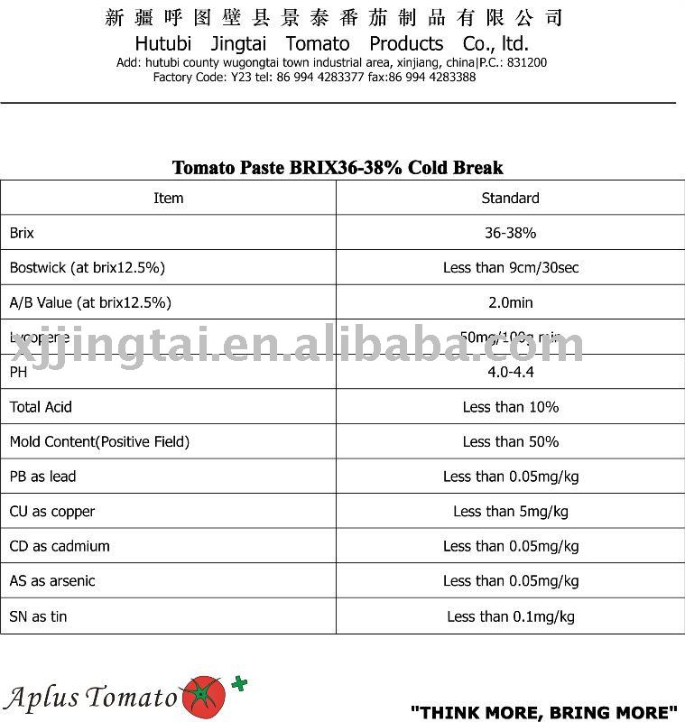 TOMATO PASTE BRIX28-30% COLD BREAK, TOMATO PASTE 28/30% CB