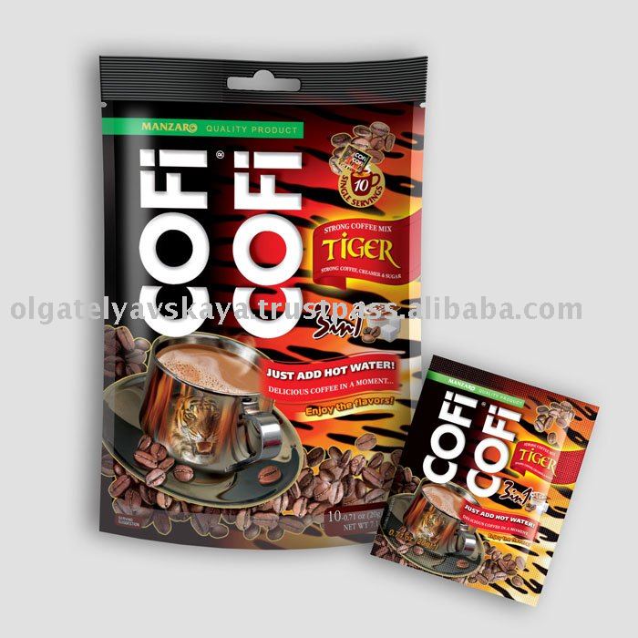 COFICOFI Tiger in a NEW colorful 10- sachet   stand  up pouch