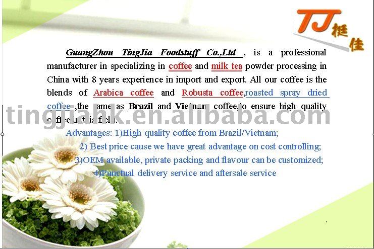 OEM supplier pure instant coffee powder Arabica coffee