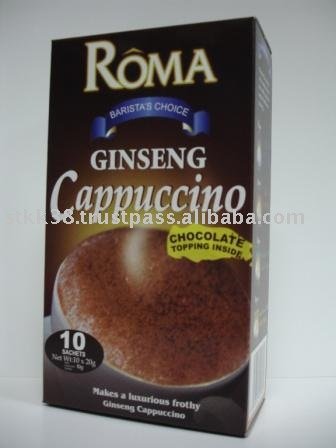Cappuccino Ginseng with Chocolate topping instant coffee