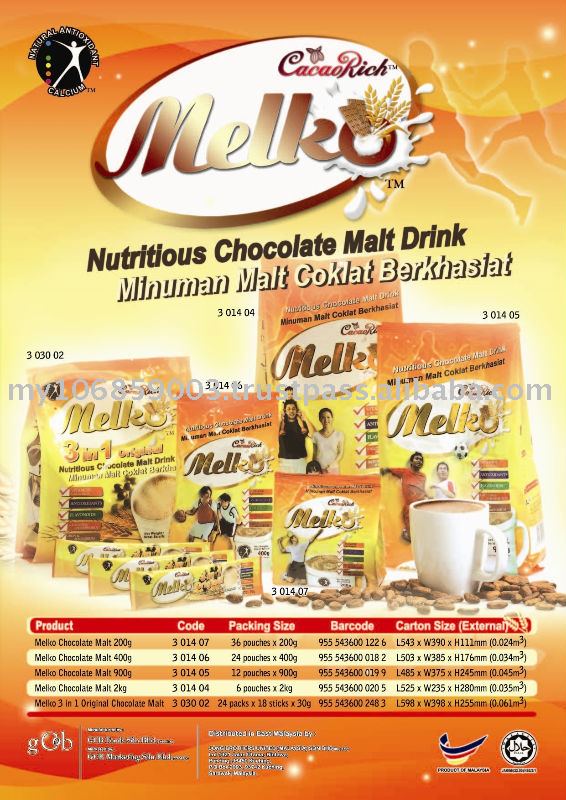 CacaoRich Melko 3 in 1 Malt Chocolate Drink,Malaysia CacaoRich price