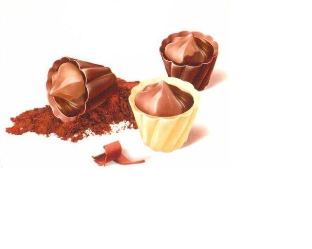 WHITE, BLACK and MILK CHOCOLATE  CUP -CANDIES