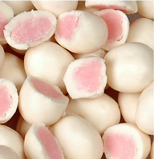 White chocolate coated kesar cashew fudge