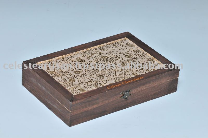 Celeste Fabric Wooden Box Chocolate
