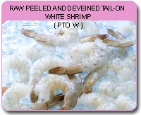 raw peeled and deveined tail-on white shrimp