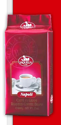 ITALIAN ROASTED COFFEE BEAN SAQUELLA - "ESPRESSO NAPOLI BAR"