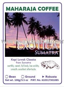 Exotica Sumatra Roasted Robusta kopi luwka Bean