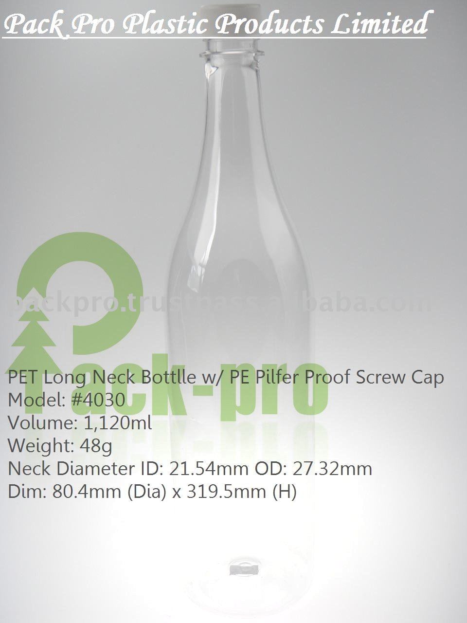 PET Long Neck  Bottle  w/ PE Pilfer Proof  Screw   Cap  Drinks