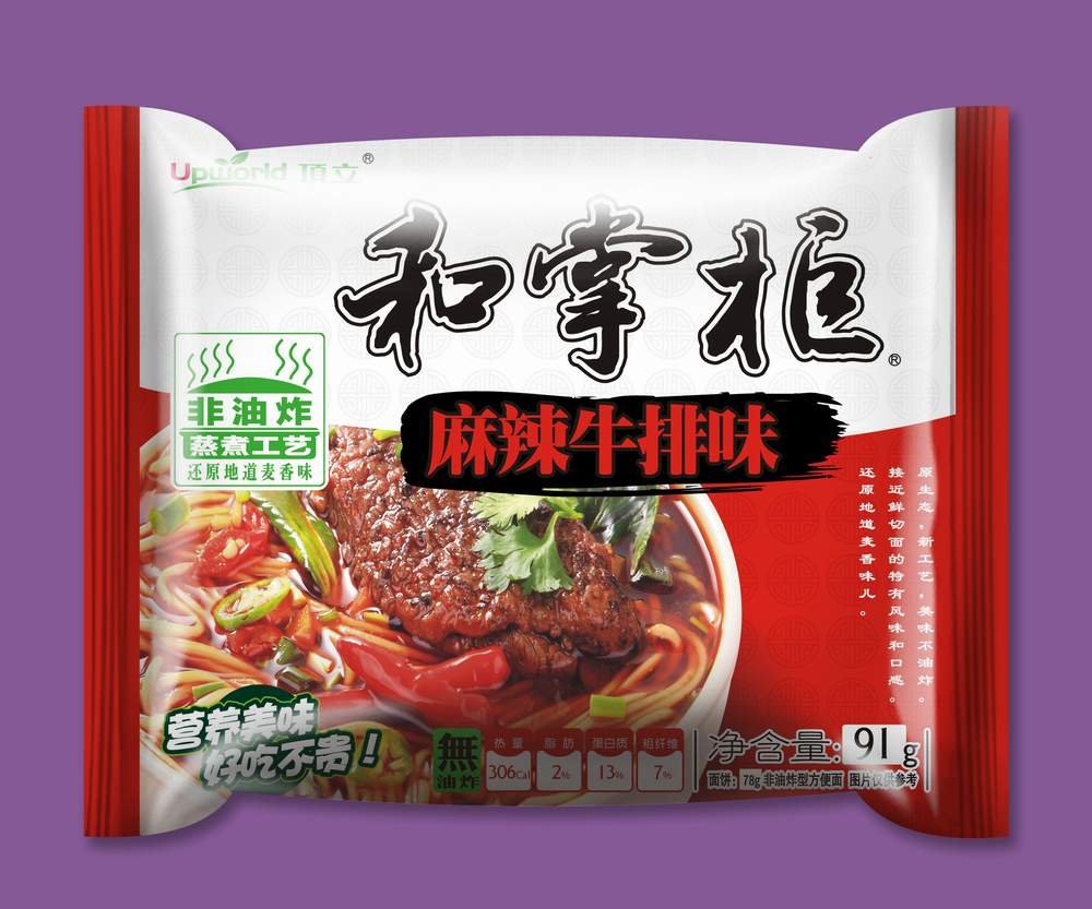 Healthy Instant Noodle, spicy-hot beef steak flavor