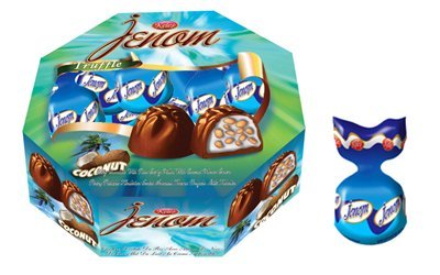 jenom crispy rice bar with coconut fl.cream truffle chocolate