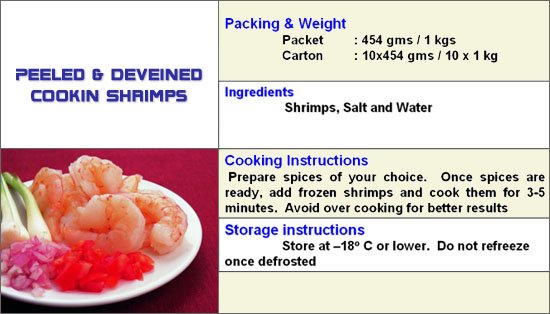 Peeled & Deveined Cooking Shrimps