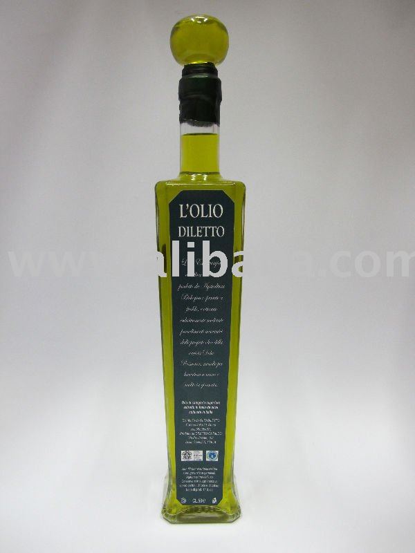  L OLIO DILETTO  0.5L  glass  bottle containing 100% organic Italian extra virgin olive