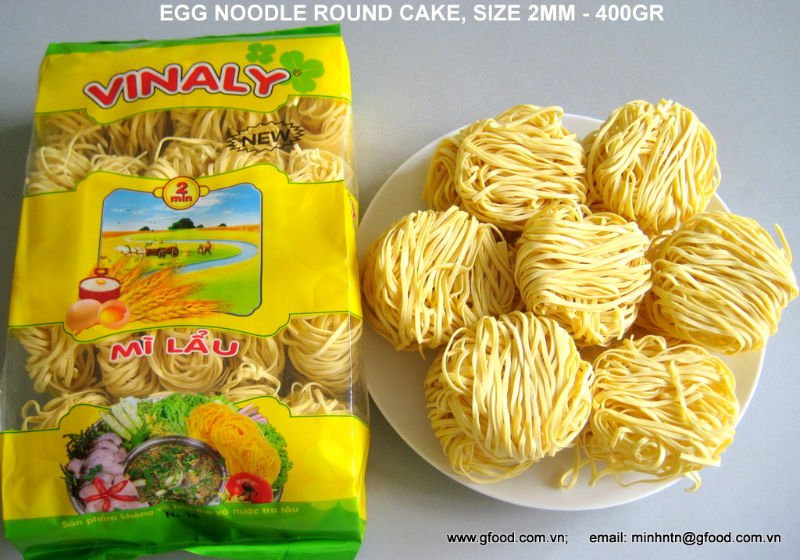 EGG NOODLE 2MM 400GR, ROUND CAKE
