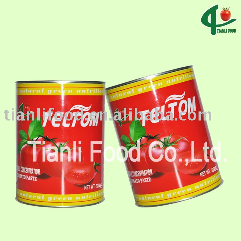 3000gx6tins canned tomato paste 28-30%brix