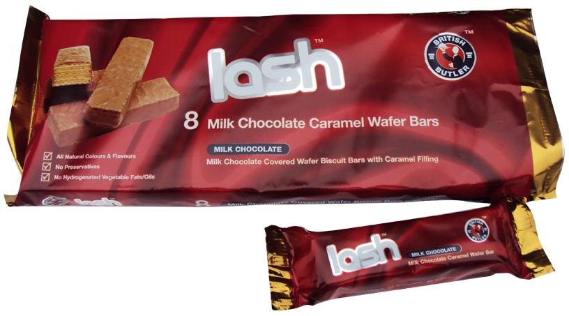 British Butler Lash 8 Pack Milk Chocolate Caramel Wafer Bars