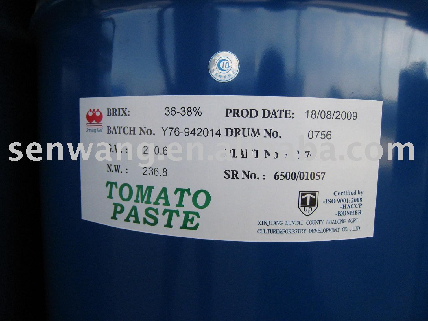 h Aseptic concentrate tomato paste brix28-30%/36-38% in drum