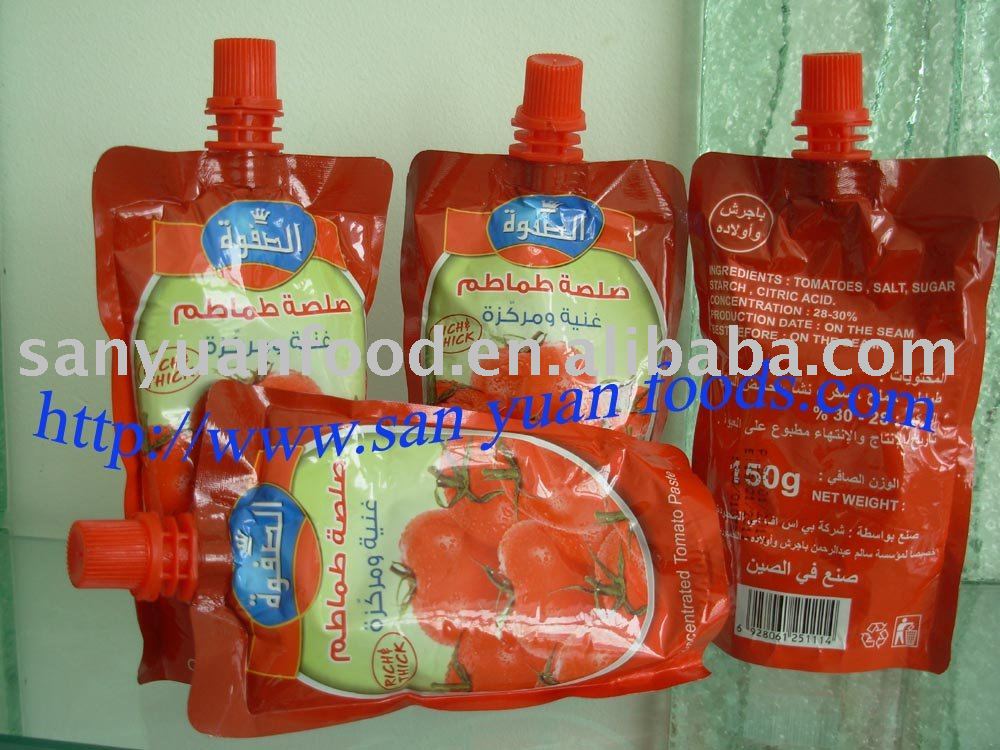 tomato paste in pouch   sachet(with spout)