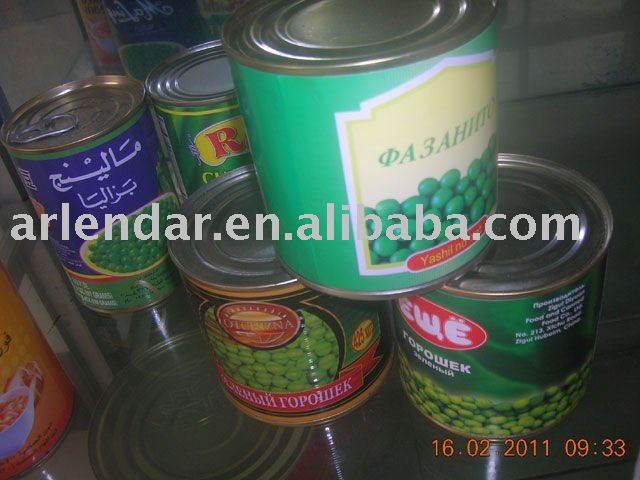 Fresh  green   peas  in  can ned