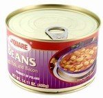 CANNED MEAT  -Square Beans with Pork & Bacon ( 14.11 oz / 400 g )