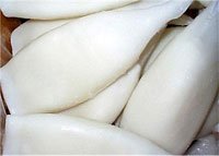 Frozen cleaned squid tubes