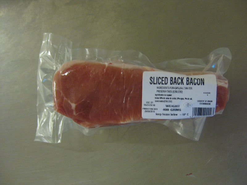 400 grm retail sliced dutch back bacon