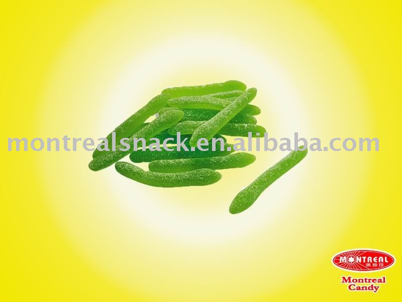 Green snake shape gummy candy