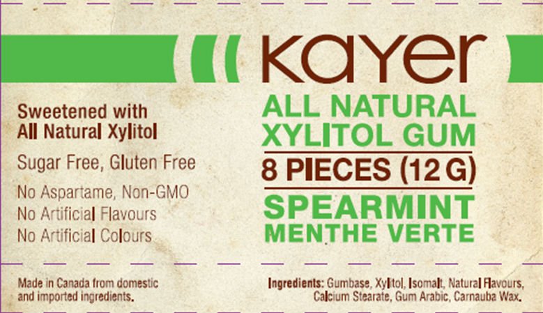 Kayer All Natural Xylitol Gum-Spearmint