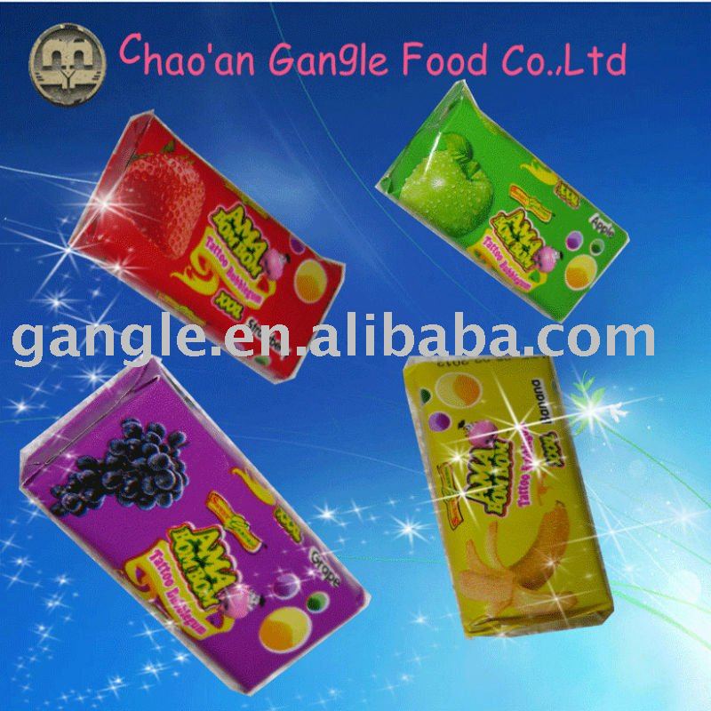 Fruit Flavor Candy Tattoo Bubble Gum for Kids  China Chewing Gum and  Bubble Gum