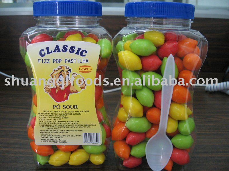LEMON  BUBBLE   GUM  WITH  SOUR   POWDER 