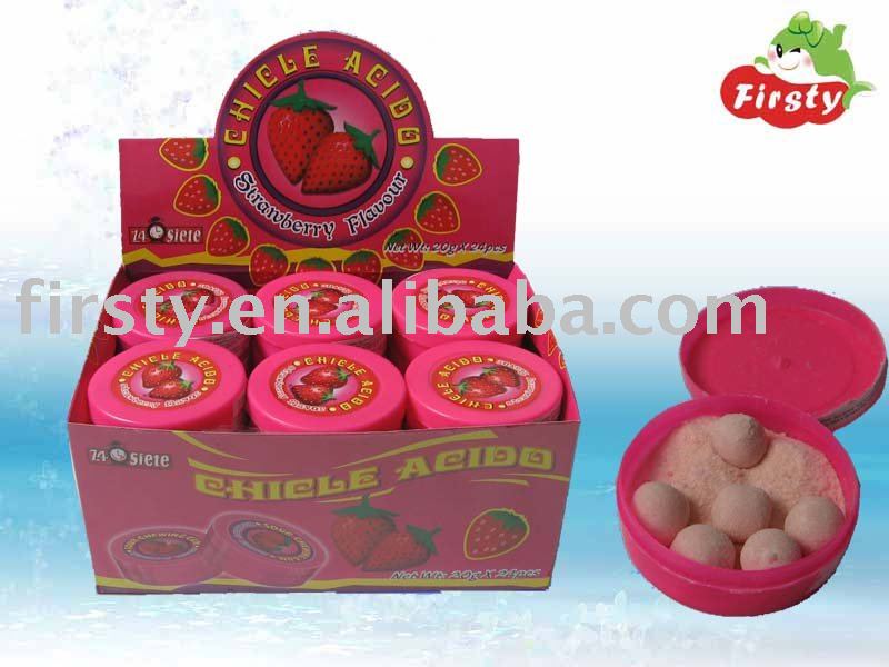  bubble   gum  with  sour   powder 