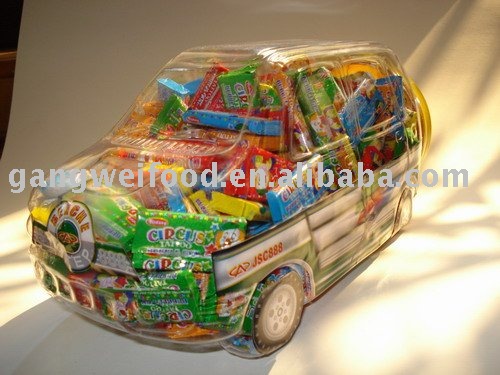 Bubble gum in car toy