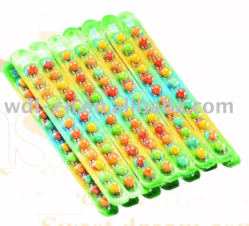 12ct watermelon gum balls on paper ruler in bag (candy  chewing gum  bubble gum)
