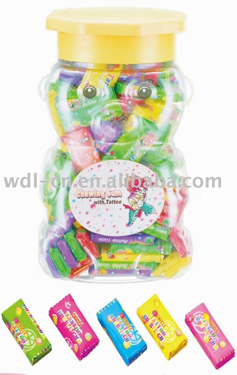 Tattoo bubble gum in Koala shaped jar with doctor lid(sweets  chewing gum)